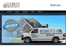 Tablet Screenshot of cleanaireinc.com